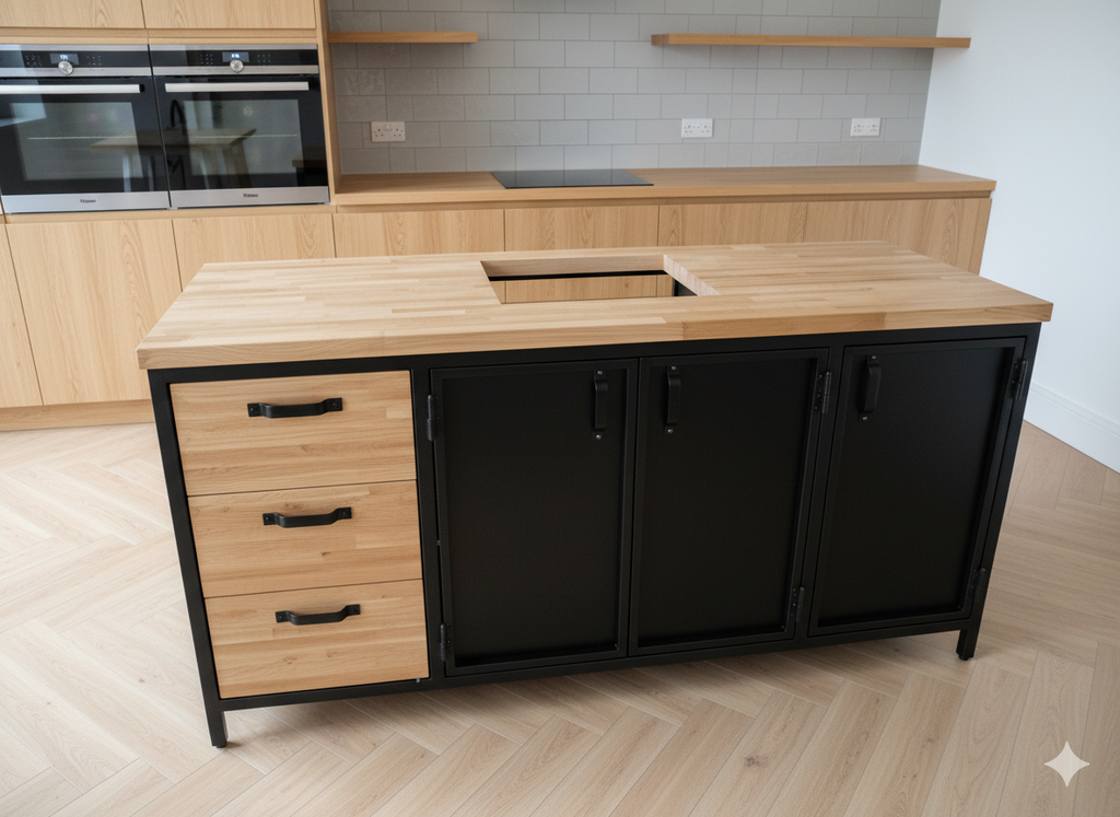 bajo mesada en hierro y madera